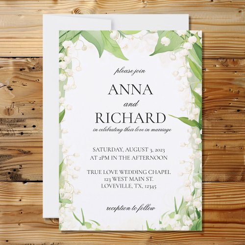 Lily of the Valley Watercolor Pastel Wedding Invitation