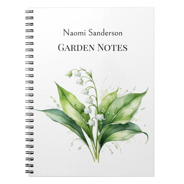 Lily of the Valley Watercolor Plant Garden Lover's Notebook (Front)