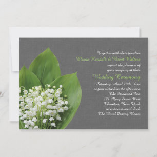 Lily of the Valley Wedding Invitation gray burlap