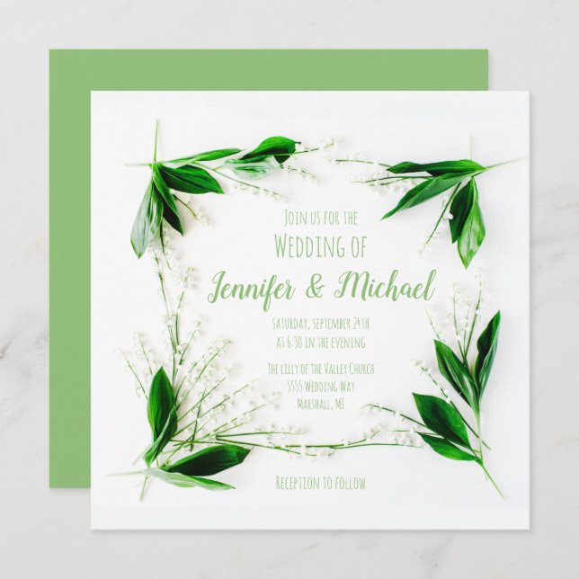 lily of the valley wedding invitations (Front/Back)