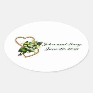 Lily of the Valley Wedding Memories Oval Sticker