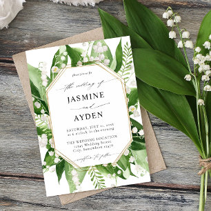 Lily of the Valley White Floral Arch Wedding Invitation