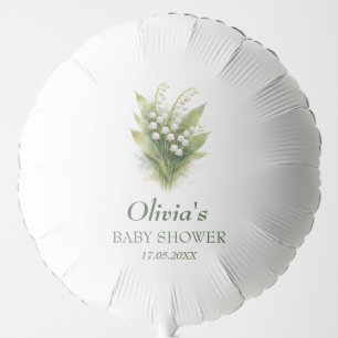 Lily of the Valley White Floral Baby Shower Balloon