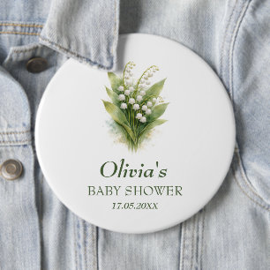 Lily of the Valley White Floral Baby Shower Button