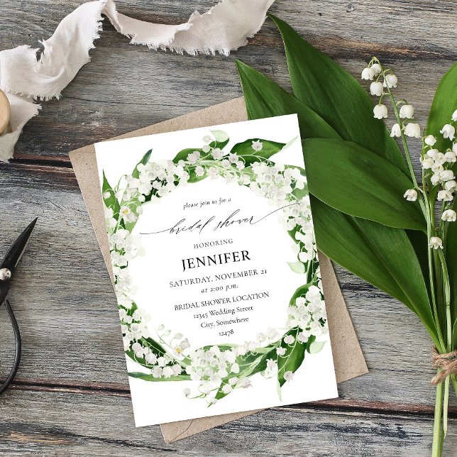 Lily of the Valley White Floral Bridal Shower Invitation (Creator Uploaded)