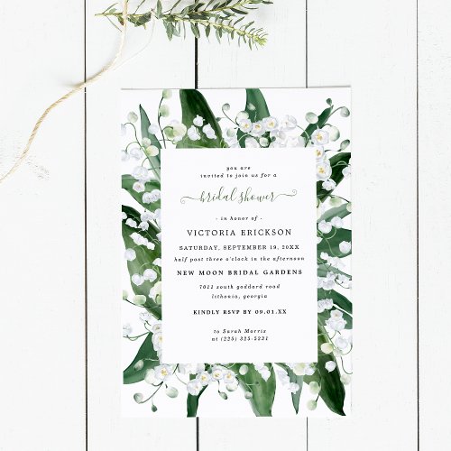 Lily of the Valley  White Floral Bridal Shower Invitation