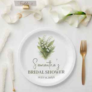 Lily of the Valley White Floral Bridal Shower Paper Plates