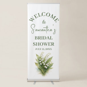 Lily of the Valley White Floral Bridal Shower Retractable Banner