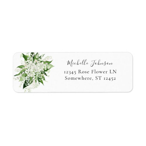 Lily of the Valley White Floral Return Address Label