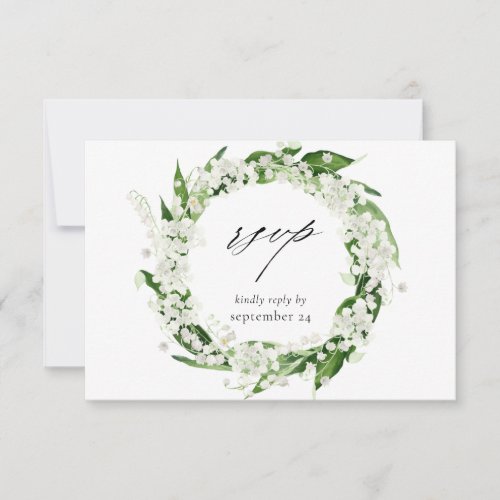 Lily of the Valley White Floral w Meal RSVP Card