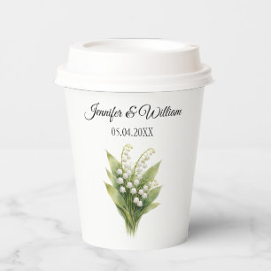 Lily Of The Valley White Floral Wedding Paper Cups