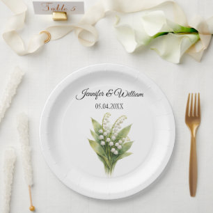 Lily Of The Valley White Floral Wedding Paper Plates