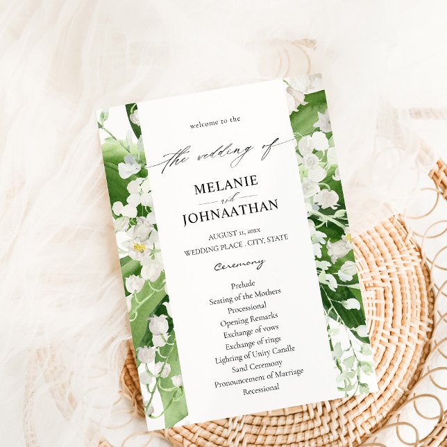 Lily of the Valley White Floral Wedding Program (Creator Uploaded)