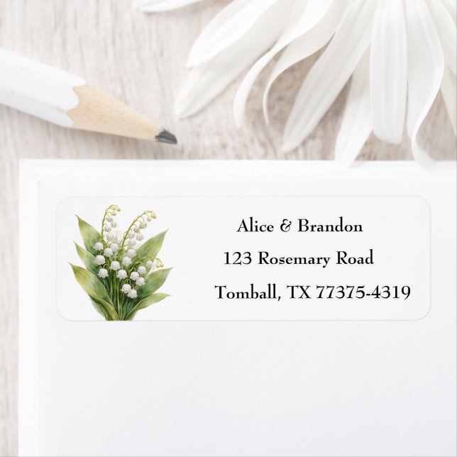 Lily of the Valley White Flowers Watercolor Label (Insitu)
