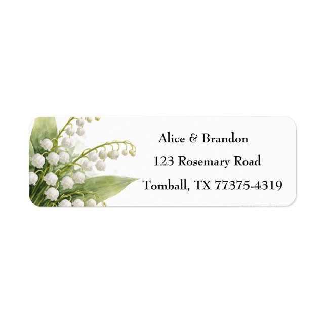 Lily of the Valley White Flowers Watercolor Label (Front)