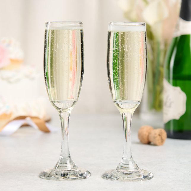 Lily of Valley || Bride's Name/Groom's Name Champagne Flute (Wedding)