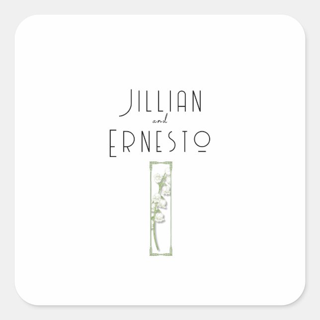 Lily of Valley Collection || White Custom  Square Sticker (Front)