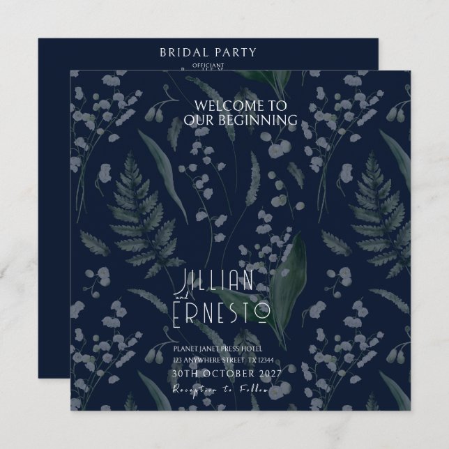 Lily of Valley Ferns  || Dark Blue Photo Program (Front/Back)