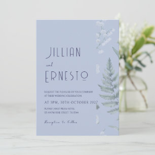 Lily of Valley Light Blue Solid with Faded Edge Invitation