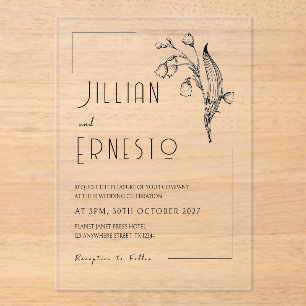 Lily of Valley No Color Removeable Frame Custom Acrylic Invitations