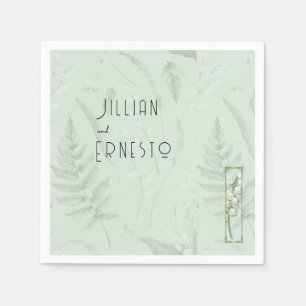 Lily of Valley    Sage Green with Illustration Napkins