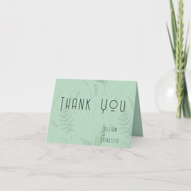 Lily of Valley || Soft Green Blank Inside Custom Letterpress Thank You Card (Front)