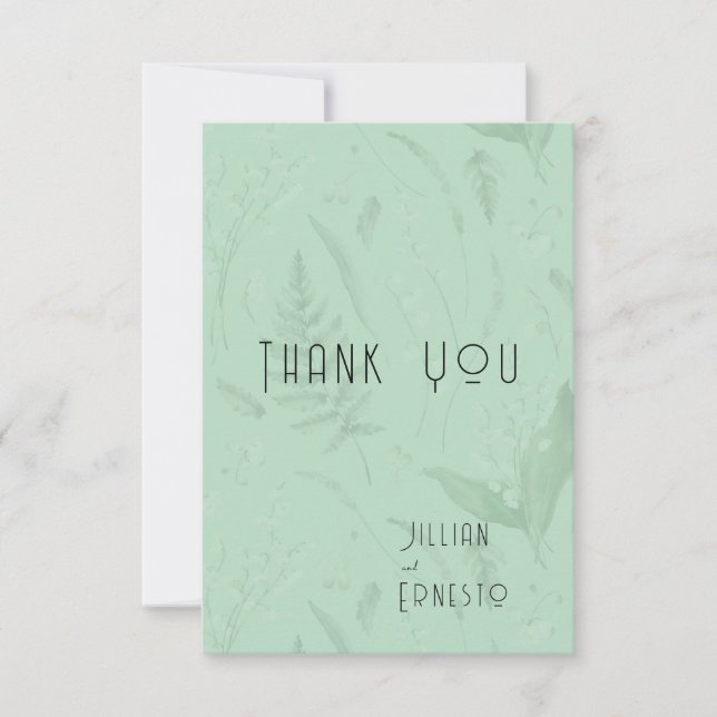 Lily of Valley || Soft Green Blank Inside Custom Thank You Card (Front)