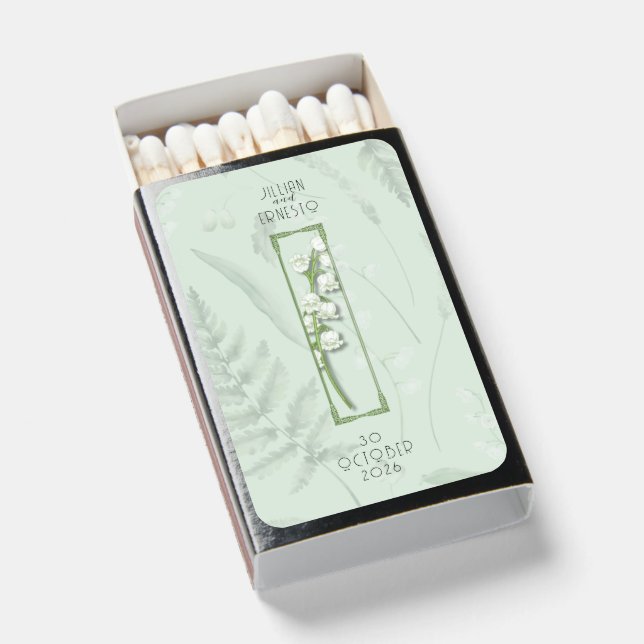 Lily of Valley || Soft Green Custom Matchboxes (Front Open)