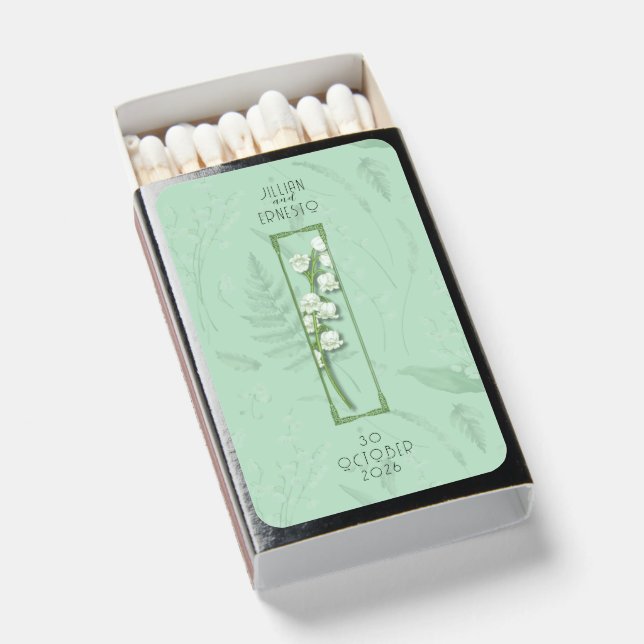 Lily of Valley || Soft Green Custom Matchboxes (Front Open)