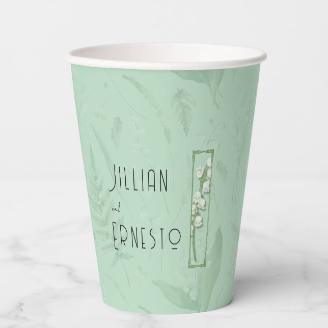 Lily of Valley  || Soft Green Custom  Paper Cups (Front)
