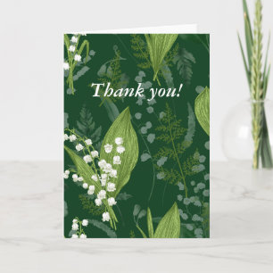 Lily of Valley with Ferns Dark Green Blank Insd Note Card
