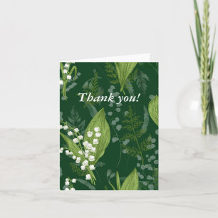 Lily of Valley with Ferns Dark Green Blank Insd Note Card