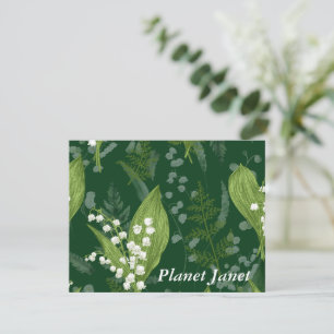 Lily of Valley with Ferns    Dark Green Custom Note Card