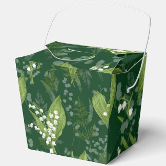 Lily of Valley with Ferns || Dark Green Favor Boxes