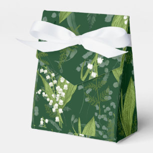 Lily of Valley with Ferns    Dark Green Favor Boxes
