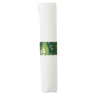 Lily of Valley with Ferns Dark Green Napkin Bands