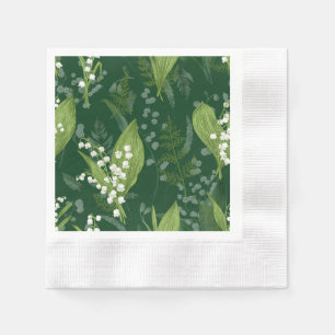 Lily of Valley with Ferns Dark Green Napkins