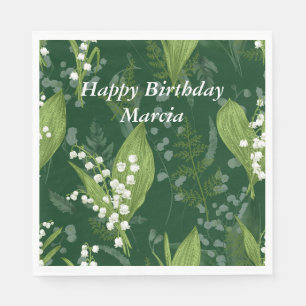 Lily of Valley with Ferns    Dark Green Napkins
