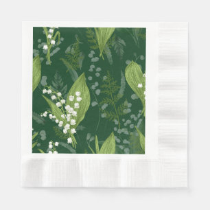Lily of Valley with Ferns    Dark Green Napkins
