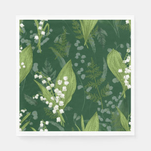 Lily of Valley with Ferns Dark Green Napkins