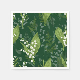 Lily of Valley with Ferns Dark Green Napkins