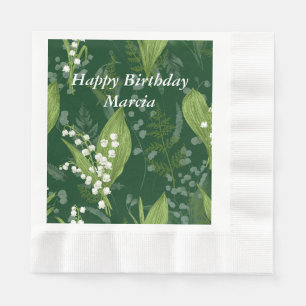 Lily of Valley with Ferns    Dark Green Napkins