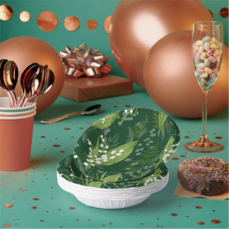 Lily of Valley with Ferns || Dark Green Paper Bowls