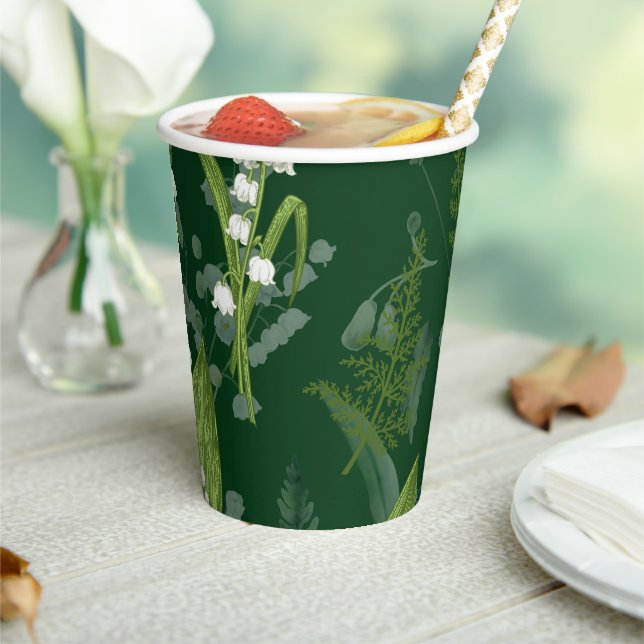 Lily of Valley with Ferns || Dark Green Paper Cups (Insitu)