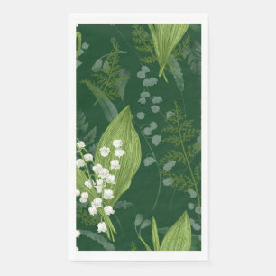 Lily of Valley with Ferns Dark Green Paper Guest Towels