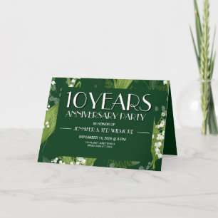 Lily of Valley with Ferns    Dk Green Anniversary  Invitation