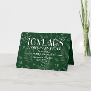 Lily of Valley with Ferns    Dk Green Anniversary Invitation