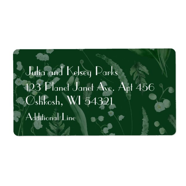 Lily of Valley with Ferns || Dk Green Custom Label (Front)