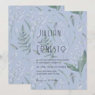 Lily of Valley with Ferns    Light Blue custom Invitation