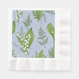Lily of Valley with Ferns    Light Blue Napkins